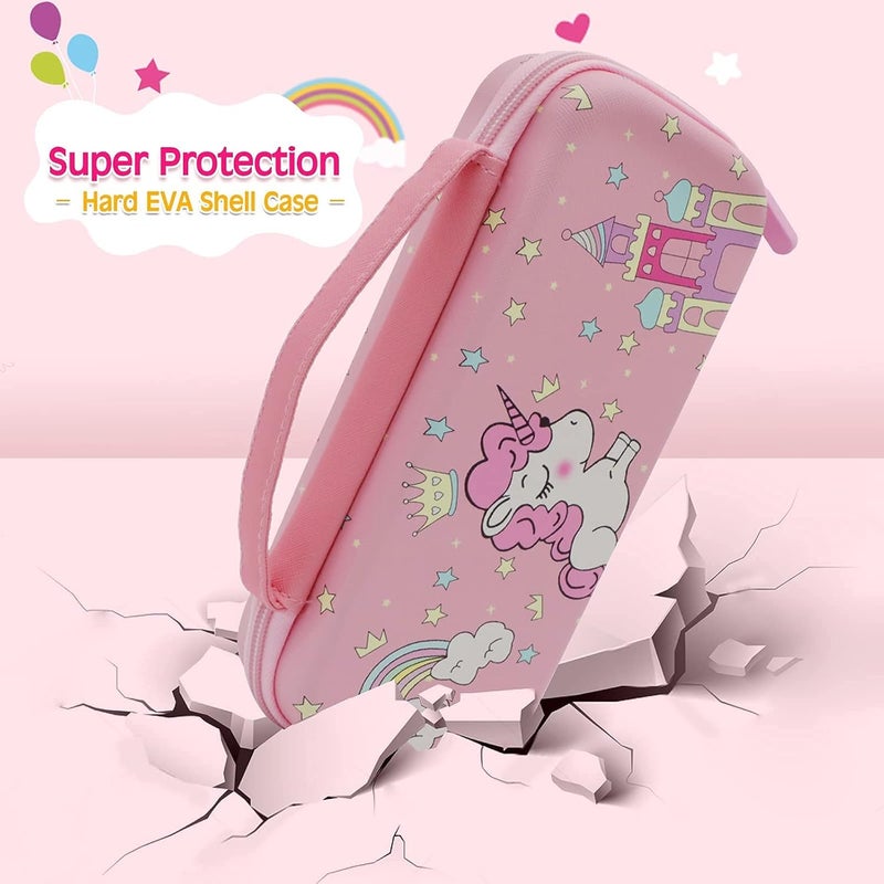 Trunple Pink Unicorn Carrying Case Compatible with Nintendo Switch Lite with Crystal Glitter Soft Protective Case Cover+Screen Protector+Stickers, Hard Storage Case Accessories Kit for Girls Birthday Gift - Image 4